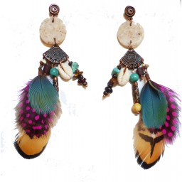 Boucles d'oreilles indian plume "Kuzola" violettes