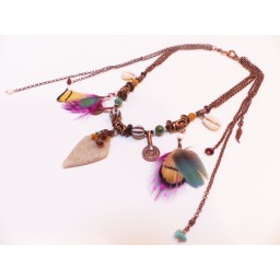 Collier indian plume "Kuzola" sable