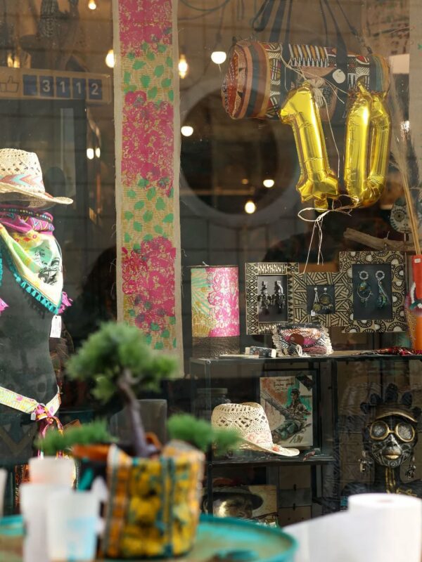 Lampe tube Femmes du Monde lin sérigraphié & carton recyclé