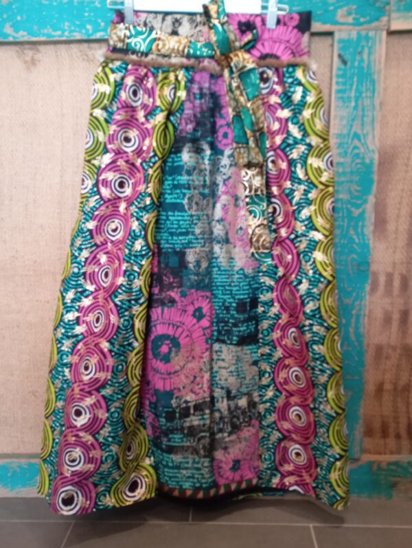 Jupe longue fendue infini rose et vert