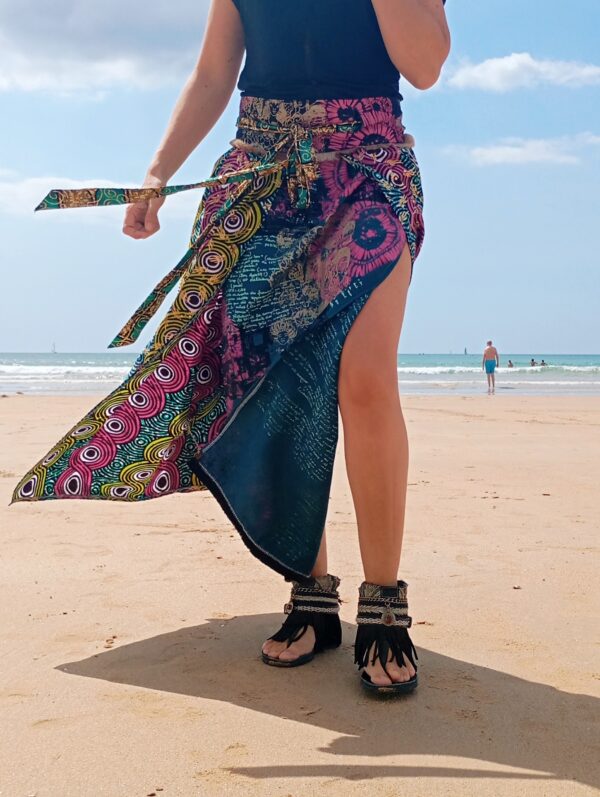 Jupe longue fendue infini rose et vert