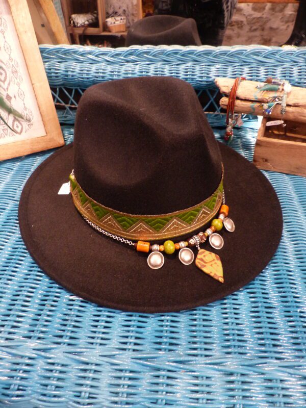 Chapeau à bijou feutre noir Fédora T60