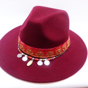 Chapeau à bijou grenadine Fedora feutre lie de vin T.U.