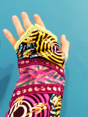 Mitaines infini rose vert et turquoise