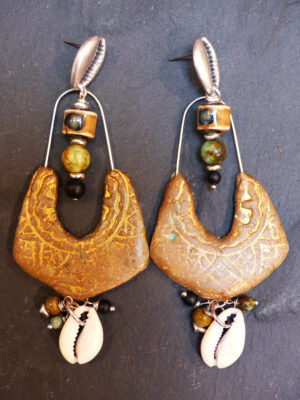 Boucles d'oreilles Sable Bouclier Cauri