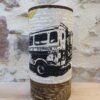 Lampe tube Taxi Brousse lin sérigraphié & carton recyclé