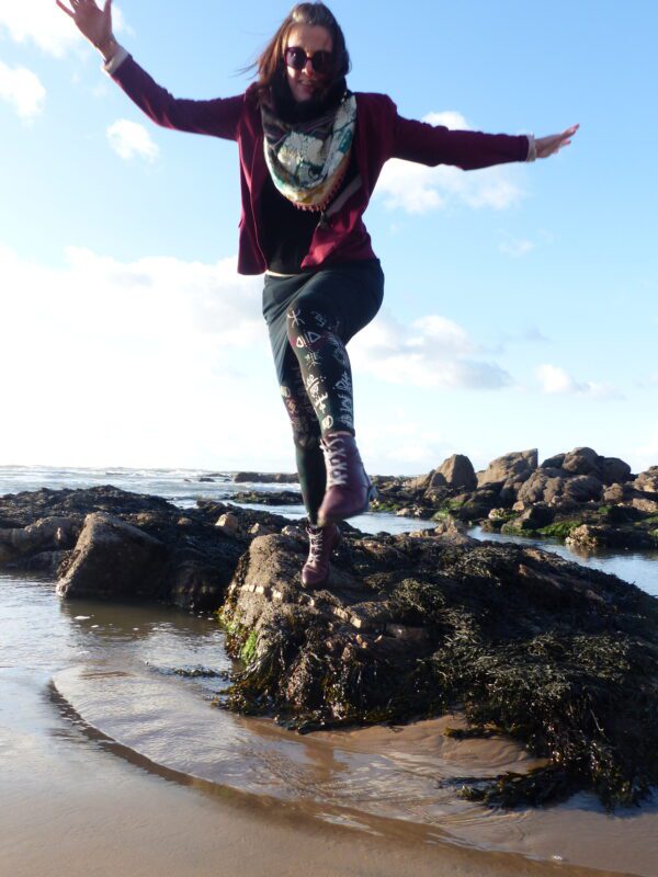 Legging bordeaux canard or M