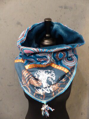 SNOOD féminité rose irisé et turquoise