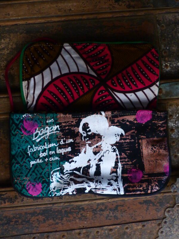 Pochette bouton Birmanie sérigraphiée et liège