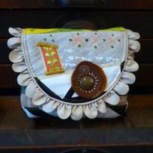 Porte monnaie patchwork antique vert