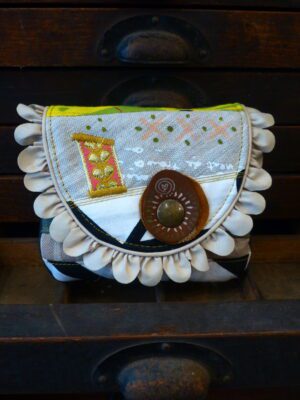 Porte monnaie patchwork antique vert