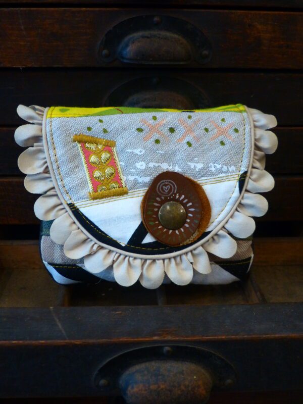 Porte monnaie patchwork antique vert