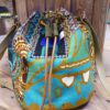 Sac seau patchwork antique marron turquoise
