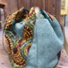 Sac seau patchwork antique marron turquoise