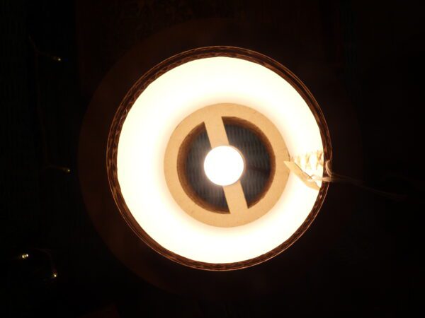 Lampe tube Taxi Brousse lin sérigraphié & carton recyclé