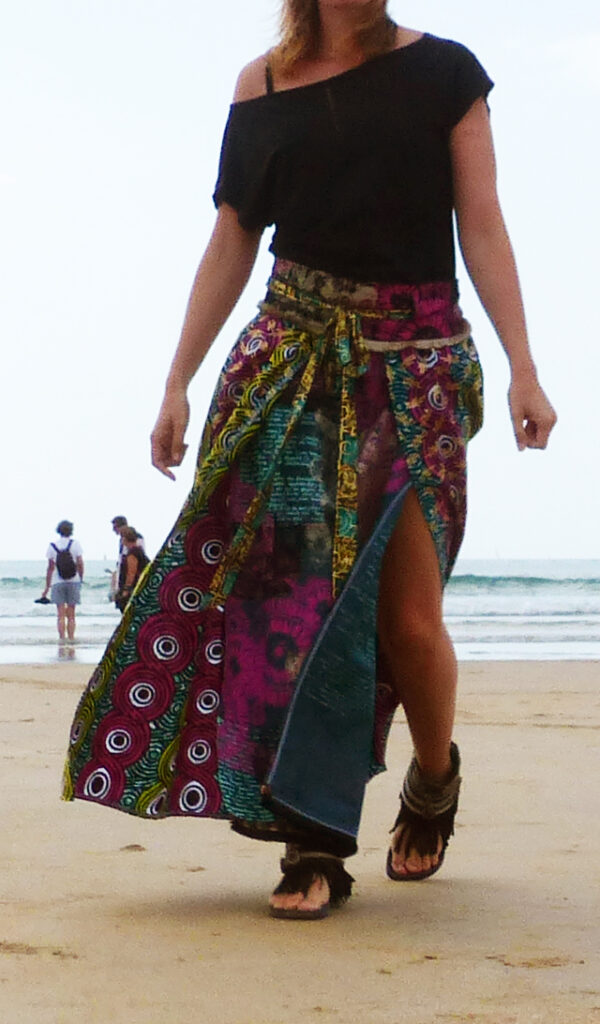 Jupe longue fendue infini rose et vert