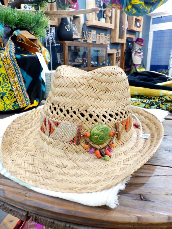 Chapeau paille mixte T59 avec bijou