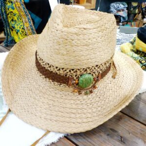 Chapeau mixte taille unique ajustable bijou olive & cuivre