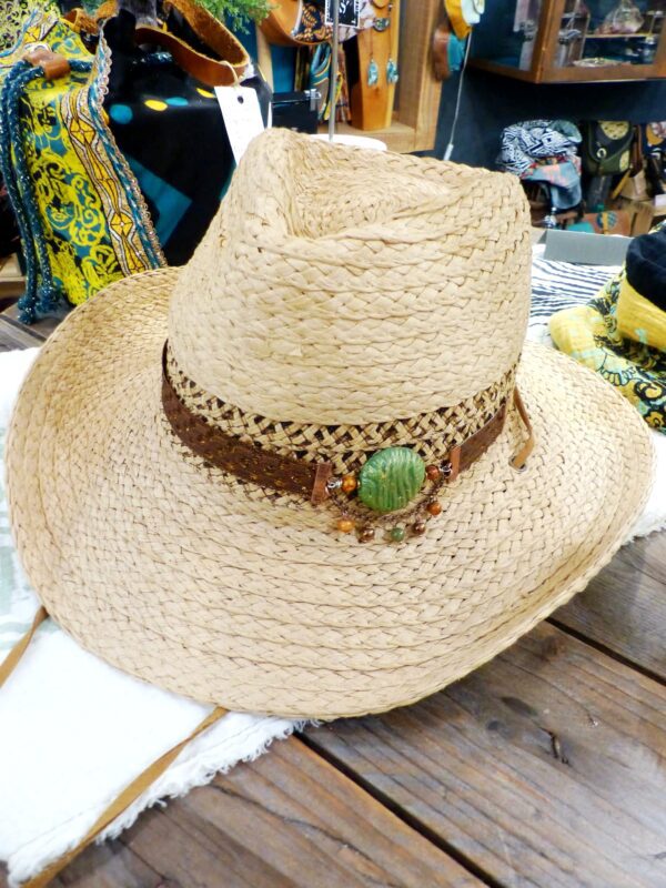 Chapeau mixte taille unique ajustable bijou olive & cuivre