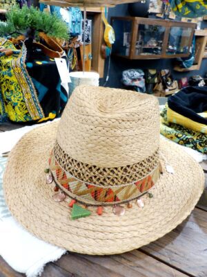 Chapeau mixte taille unique ajustable bijou vert, orange & rouge