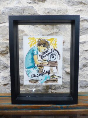 1000039650 Croquis Birmanie "tailleur d'émeraude à Mandalay" encadré