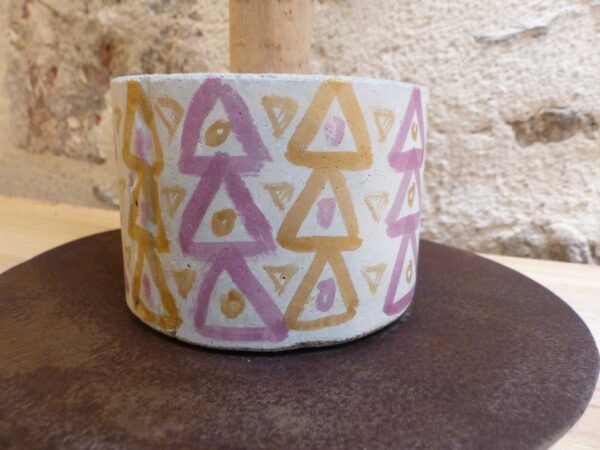 Portant à bijoux tamis/bois flotté/ciment/tissu wax Rose