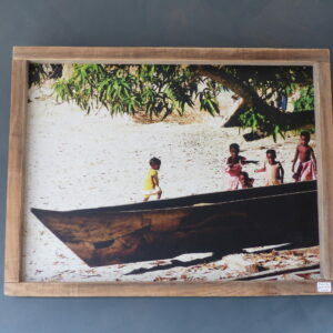 Photo de Zanzibar "des enfants et des boutres"  sur aluminium