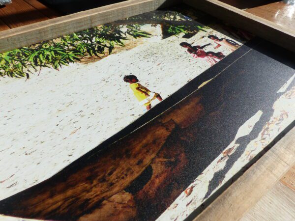 Photo de Zanzibar "des enfants et des boutres"  sur aluminium