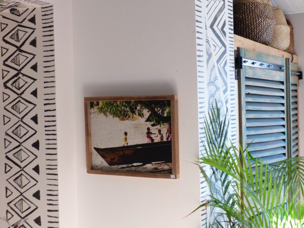 Photo de Zanzibar "des enfants et des boutres"  sur aluminium