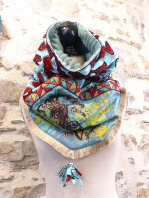 SNOOD biologie vert d'eau et rouge