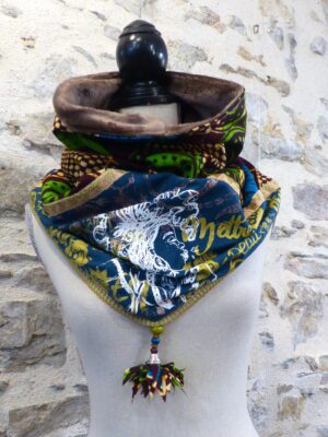 SNOOD psychédélique vert et bleu