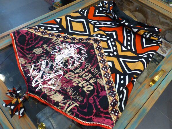 SNOOD wax type bogolan brun rouge