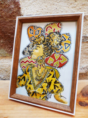 P1300298 Portrait de femme "Bogolan #8" encadré