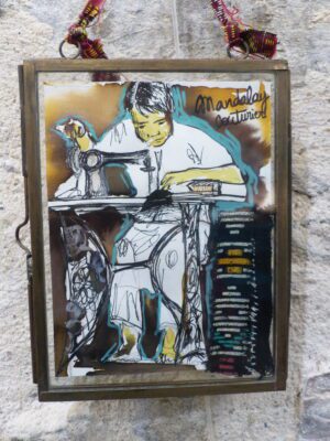 P1300304 Croquis de Birmanie "tailleur à Mandalay" cadre-vitrine