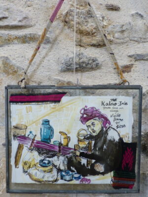 P1300309 Croquis de de Birmanie "Tisserande Kalaw-Inle" cadre-vitrine