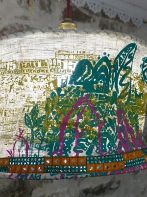 Abat-jour suspension Machu Picchu vert rose orange