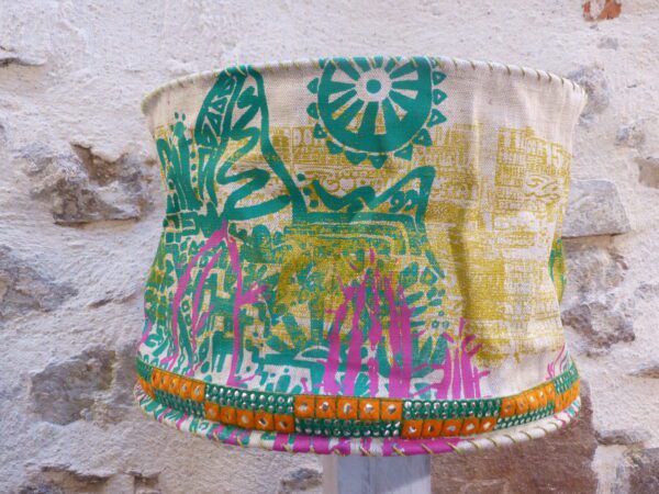 Abat-jour suspension Machu Picchu vert rose orange