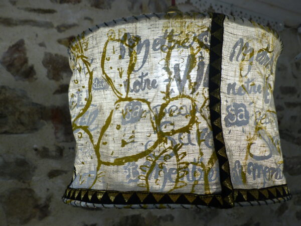 Abat-jour suspension profil de femme noir et or