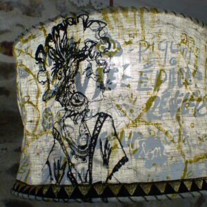 Abat-jour suspension profil de femme noir et or