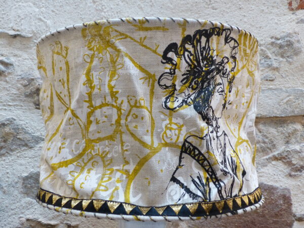 Abat-jour suspension profil de femme noir et or