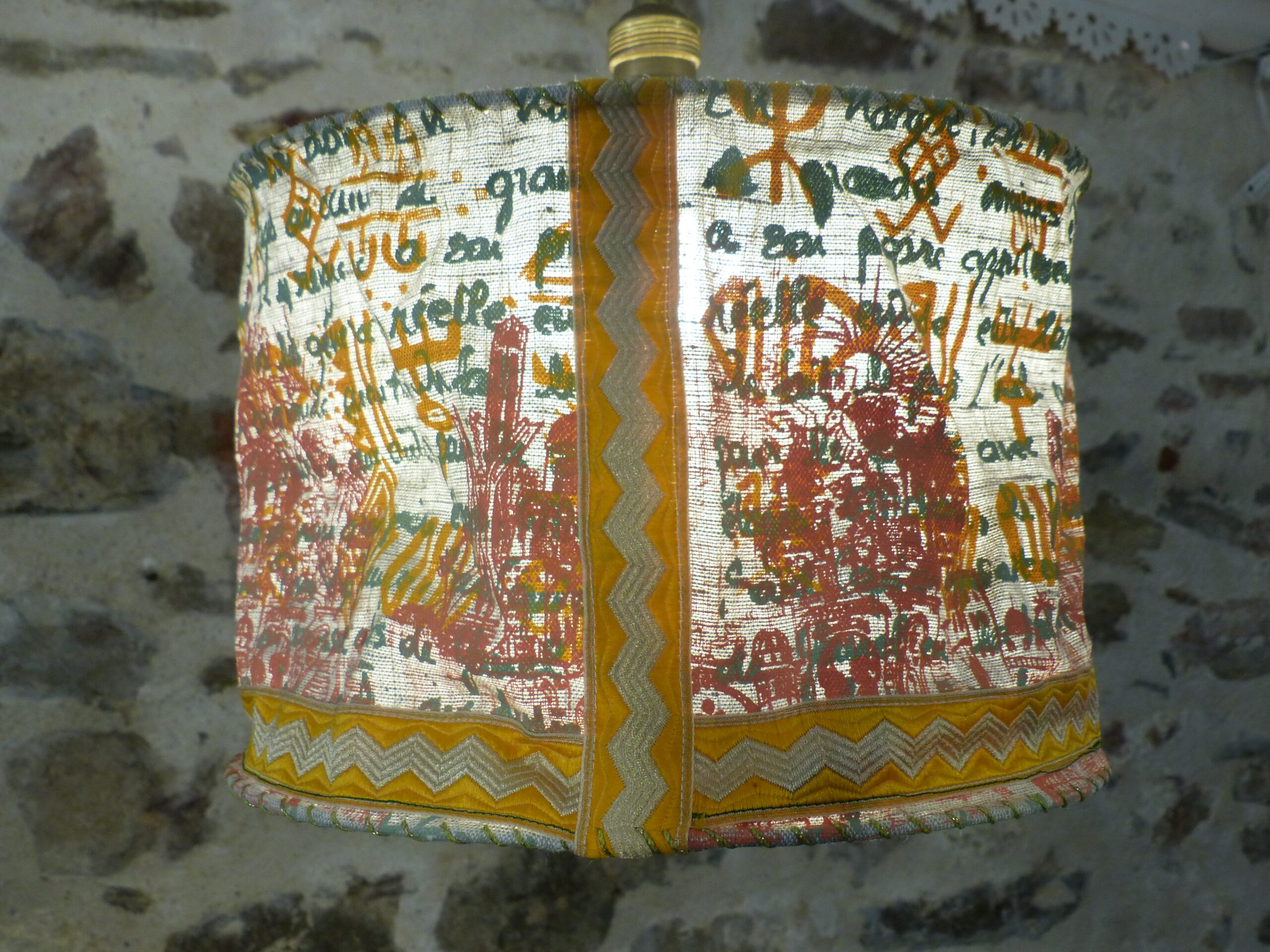 P1300370 Abat-jour suspension Algérie corail orange kaki