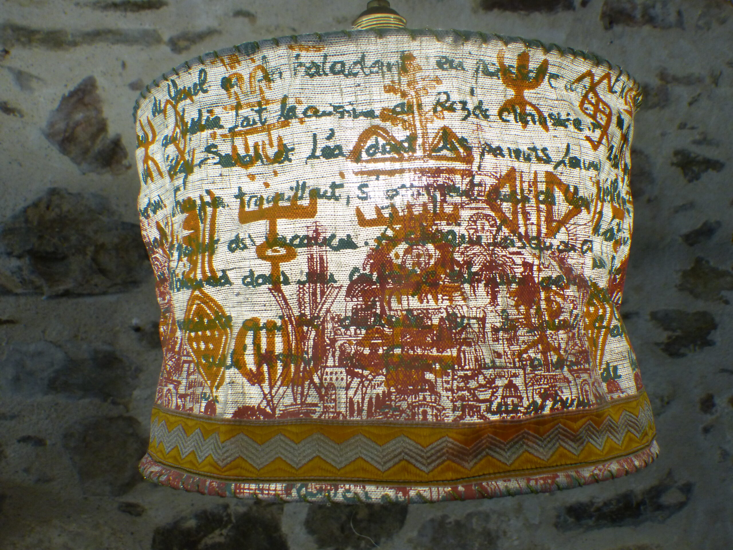 P1300373 Abat-jour suspension Algérie corail orange kaki