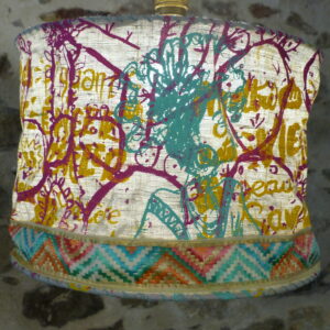 Abat-jour suspension profil de femme fuchsia menthe orange