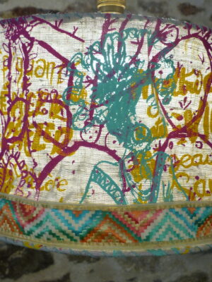 Abat-jour suspension profil de femme fuchsia menthe orange