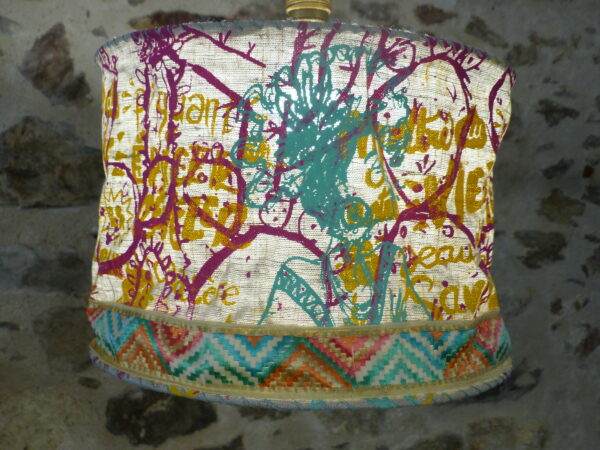 Abat-jour suspension profil de femme fuchsia menthe orange