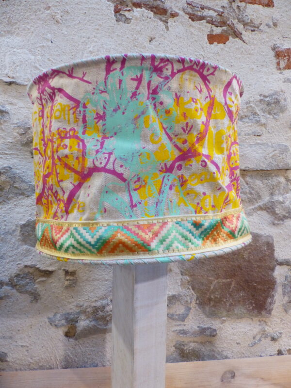 Abat-jour suspension profil de femme fuchsia menthe orange