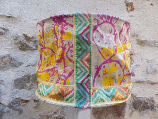 Abat-jour suspension profil de femme fuchsia menthe orange