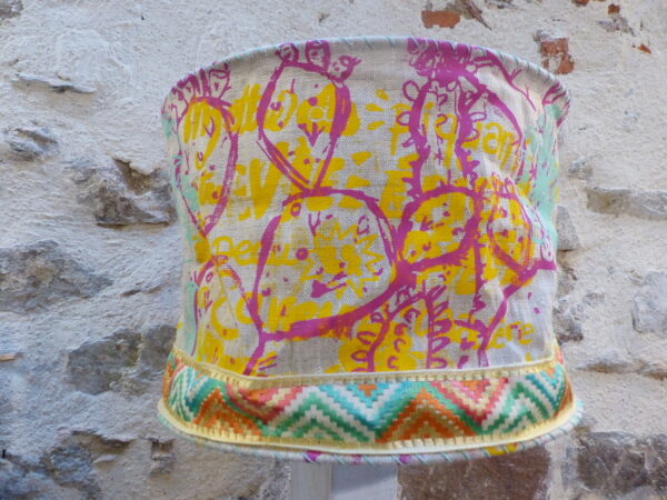 Abat-jour suspension profil de femme fuchsia menthe orange