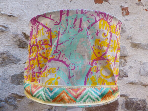 Abat-jour suspension profil de femme fuchsia menthe orange