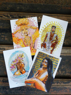 P1300389 Lot de 4 cartes postales de personnalités inspirantes